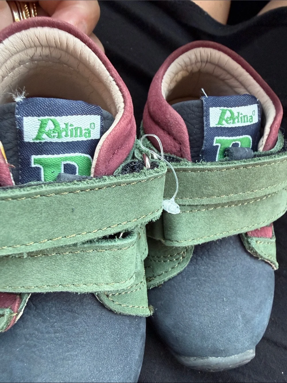 Perlina Orthopedic first walking shoes  Green and Navy Velcro Sneakers